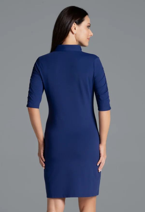 LADIES SOLID RUCHED ELBOW SLEEVE DRESS - Image 6