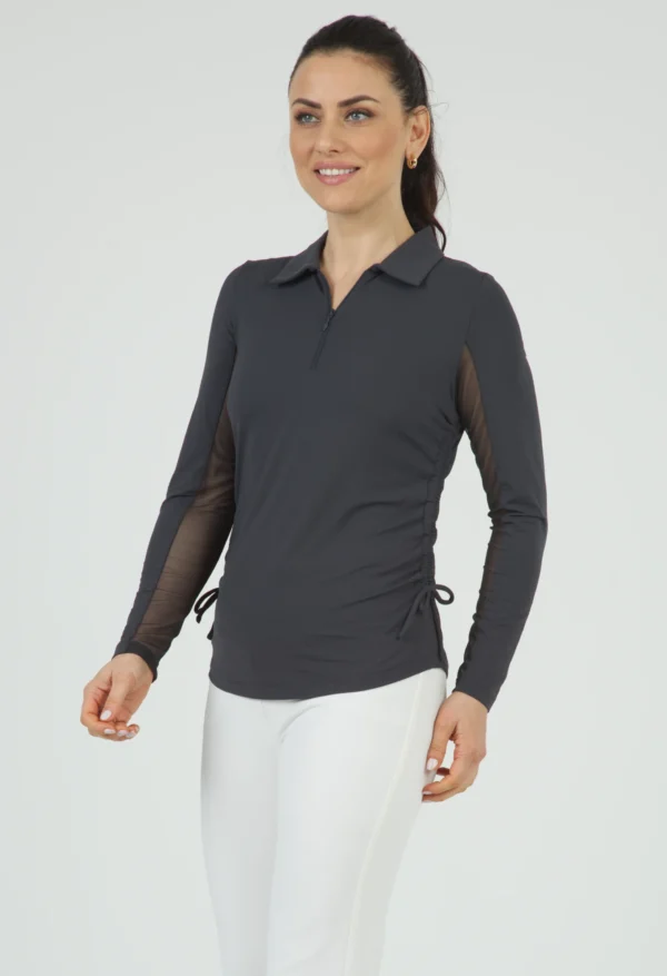 WOMEN'S SOLID ADJUSTABLE LENGTH LONG SLEEVE POLO - Image 17