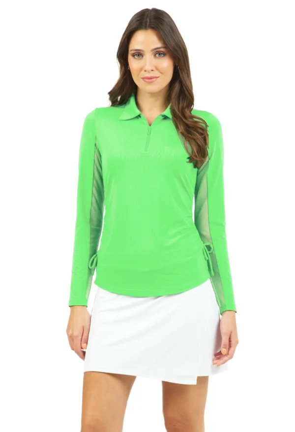 WOMEN'S SOLID ADJUSTABLE LENGTH LONG SLEEVE POLO - Image 13