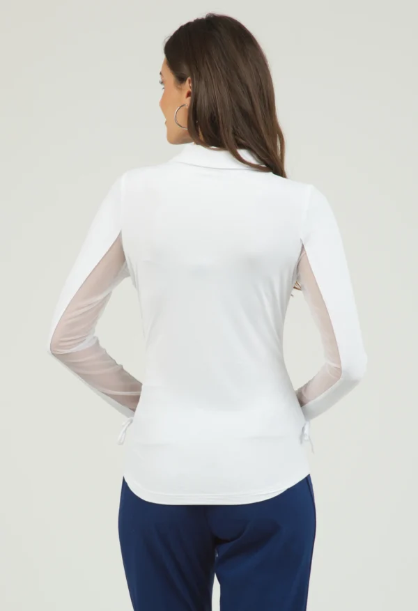 WOMEN'S SOLID ADJUSTABLE LENGTH LONG SLEEVE POLO - Image 3