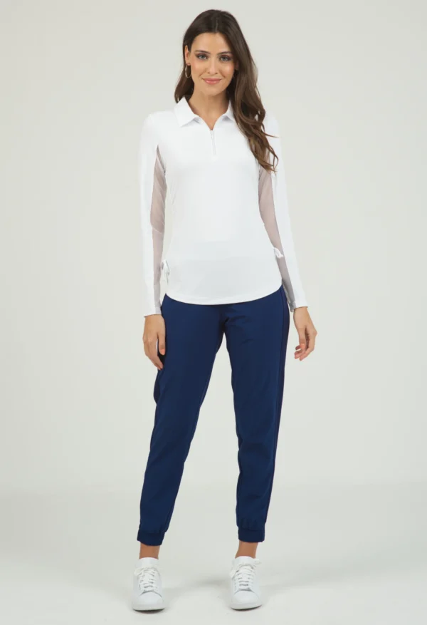 WOMEN'S SOLID ADJUSTABLE LENGTH LONG SLEEVE POLO - Image 2