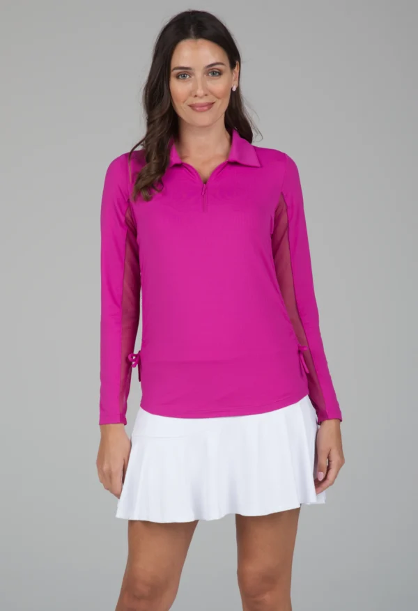 WOMEN'S SOLID ADJUSTABLE LENGTH LONG SLEEVE POLO - Image 8
