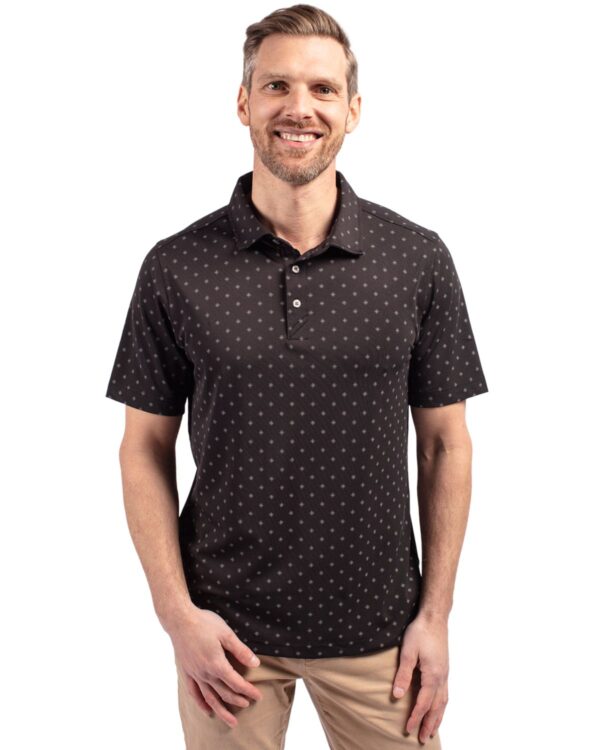 CUTTER & BUCK VIRTUE ECO PIQUE TILE PRINT RECYCLED MENS POLO - Image 2